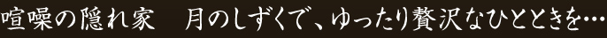 喧噪の隠れ家　月のしずくで、ゆったり贅沢なひとときを・・・